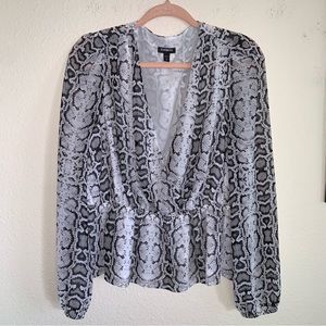 Express Snakeskin Print Surplice Blouse